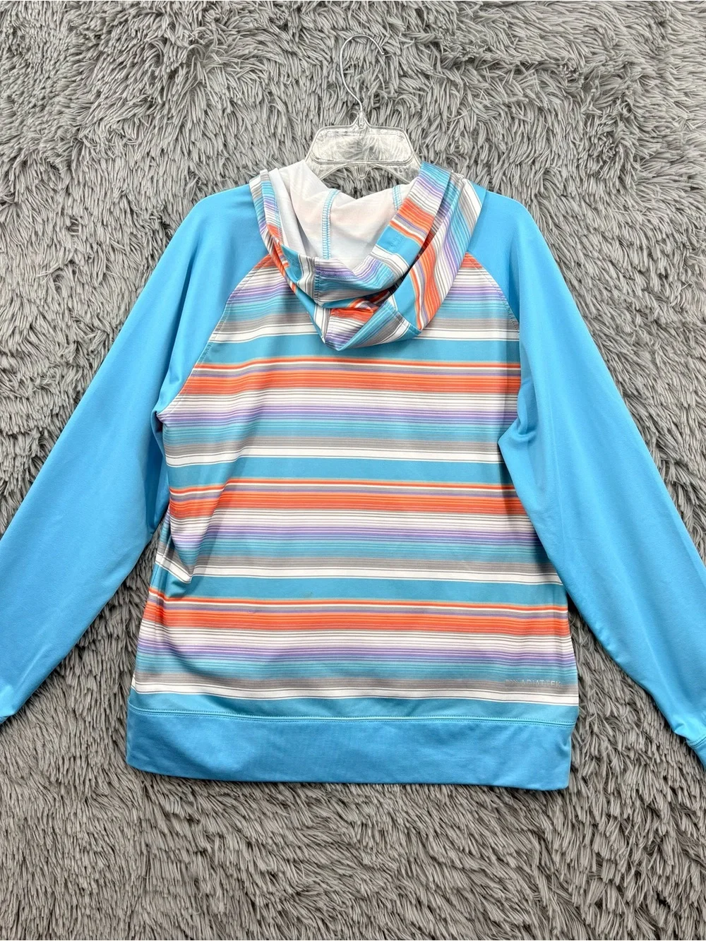 Ariat Tek Cold Series Hoodie Jacket Womens Large Full Zip Blue Striped Hood